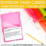 3rd Grade Math Vocabulary and Word Problems Task Cards | Division
