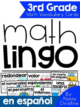 Preview of 3rd Grade Math Vocabulary in Spanish / Tarjetas de vocabulario para matemáticas
