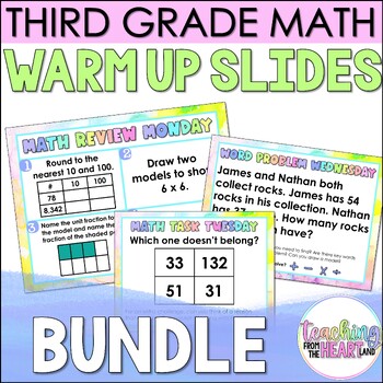 Preview of 3rd Grade Math Warm Up Slides