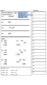 Preview of 3rd Grade Math Weekly Homework