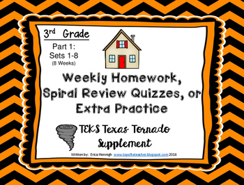 Preview of 3rd Grade Math Weekly Spiral Review Homework, Quiz,or Extra Practice TEKS Part 1
