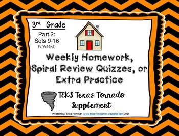 Preview of 3rd Grade Math Weekly Spiral Review Homework, Quiz,or Extra Practice TEKS Part 2