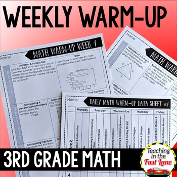 Preview of 3rd Grade Math Morning Work - Bell Ringer or Warm Up Activity - Spiral Review