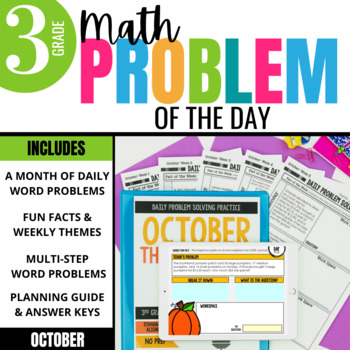 Preview of 3rd Grade Math Word Problem of the Day | October Math Problem Solving Bundle