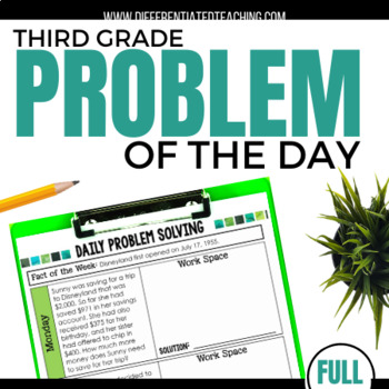 Preview of 3rd Grade Math Word Problem of the Day | Yearlong Math Problem Solving