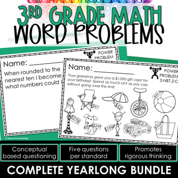 Preview of 3rd Grade Word Problems | Math Spiral Review | Math Test Prep YEARLONG BUNDLE