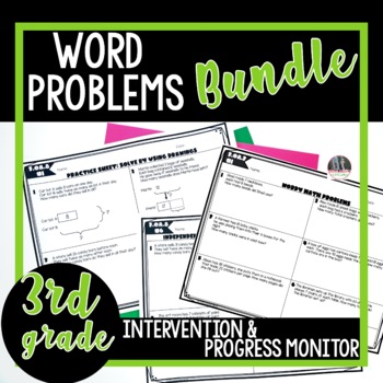 Preview of 3rd Grade Math Word Problems Intervention & Progress Monitoring Practice Bundle