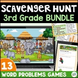 3rd Grade Math Word Problems Scavenger Hunt BUNDLE - Mixed