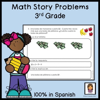 Preview of 3rd Grade Math Word Problems, Story Problems Spanish