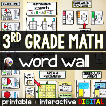 Preview of 3rd Grade Math Word Wall | 3rd Grade Math Classroom Vocabulary
