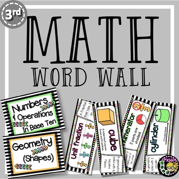 3rd Grade Math Word Wall - Math Vocabulary - Farmhouse Stripes and Soft ...