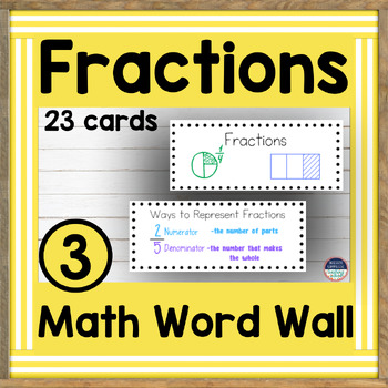 Preview of 3rd Grade Math Word Wall & Math Vocabulary Words Fractions