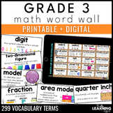 3rd Grade Math Word Wall | Printable Vocabulary Cards and 