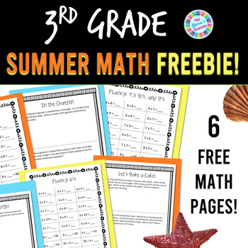 Preview of 3rd Grade Math Worksheets - Area & Perimeter, Comparing Fractions, Fact Fluency
