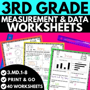 Preview of 3rd Grade Math Worksheets | Measurement and Data