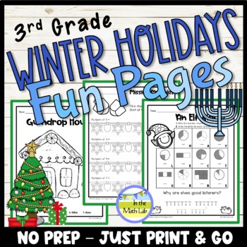 Preview of 3rd Grade Math Worksheets Winter Holidays Activities