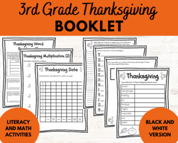 Preview of 3rd Grade Math and English Thanksgiving Activity Pack
