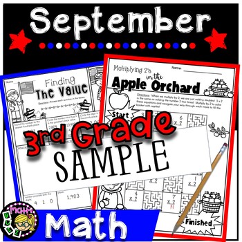 Preview of 3rd Grade Math for September - Constitution Day - Johnny Appleseed - Hispanic