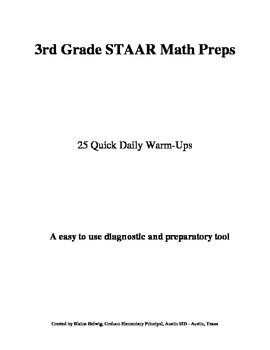 Preview of 3rd Grade Mathematics STAAR Warm-ups - 2015 (FREE)