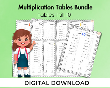 Preview of 3rd Grade Maths Worksheets, Multiplication Printables, Times Tables Practice