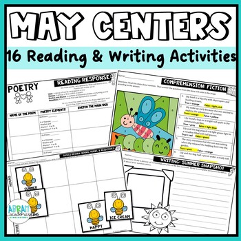 Preview of 3rd Grade May Literacy Centers - Reading & Writing Choice Board Activities