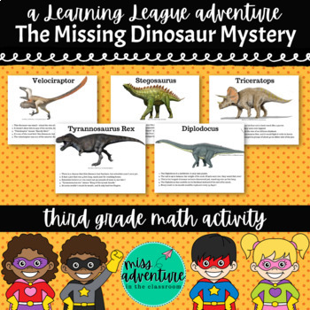 Preview of 3rd Grade May Math Adventure- The Missing Dinosaur Mystery
