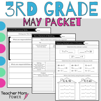 Preview of 3rd Grade May Packet: All Subjects {Morning Work, Extra Practice, Homework}