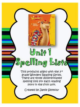 Preview of 3rd Grade McGraw-Hill Wonders Spelling List Unit 1