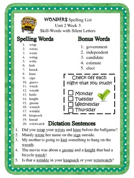 3rd Grade McGraw-Hill Wonders Unit 2 Spelling Lists by Jamie Seymour