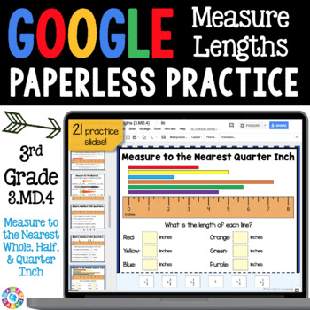 Preview of Measurement Activity Worksheets Measuring Length to the Nearest Quarter Inch 3rd