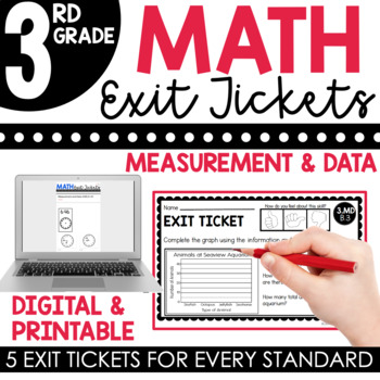 Preview of 3rd Grade Measurement & Data Exit Tickets (Exit Slips) | + Digital