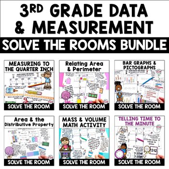 Preview of 3rd Grade Measurement & Data Solve the Room Activities Math Bundle