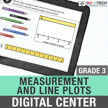 Preview of 3rd Grade Math Test Prep Google Review Measurement & Fractions on Line Plots