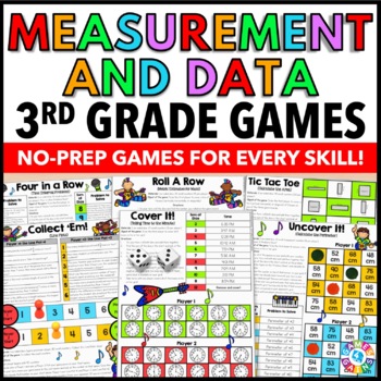 Preview of 3rd Grade Measurement Worksheet Games Elapsed Time, Area & Perimeter, Line Plots