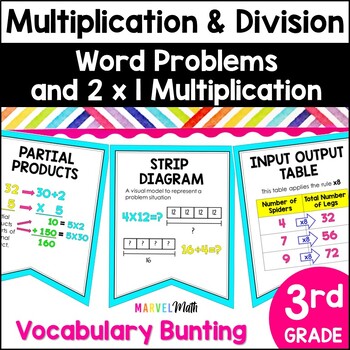 3rd Grade Multiplication and Division Problem Solving Vocabulary Bunting