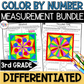Preview of 3rd Grade Measurement Worksheet Bundle -Telling Time, Graphs, Area and Perimeter
