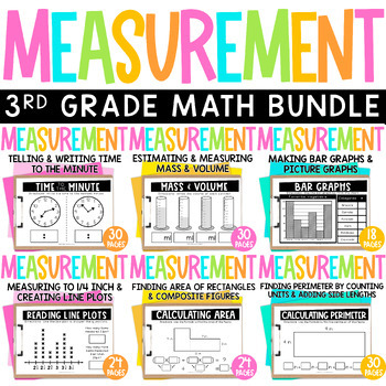 Preview of 3rd Grade Measurement Worksheets and Exit Tickets Bundle