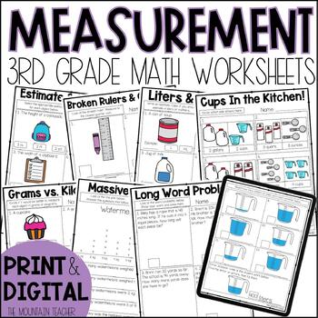 Preview of 3rd Grade Measuring Length, Capacity, Volume and Mass Activities