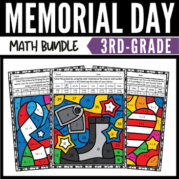 Preview of 3rd Grade Memorial Day Coloring Pages Bundle
