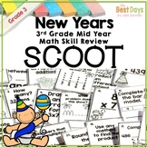 3rd Grade Mid Year Math Review Scoot:  New Years Themed