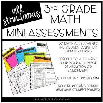 Preview of 3rd Grade Mini Math Assessments | All Standards | Distance Learning