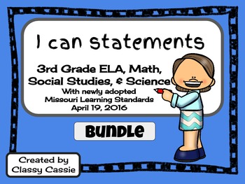 Preview of 3rd Grade Missouri Learning Standards "I can" Statements & Checklists Bundle