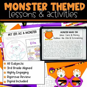 Preview of 3rd Grade Monster Themed Activities for Halloween