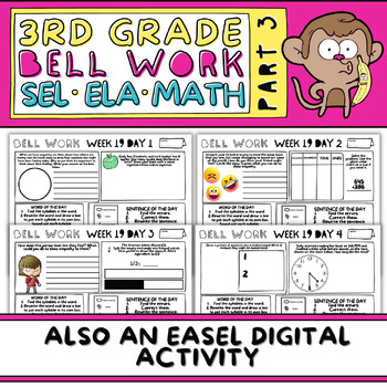 Preview of 3rd Grade Morning Bell Work-Part 3- SEL Math ELA