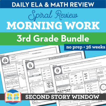 Preview of 3rd Grade Morning Work or Bell Ringers - Math & ELA Spiral Review Print, Digital