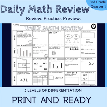 Preview of 3rd Grade Morning Work | Daily Math Review | - Quarter 1