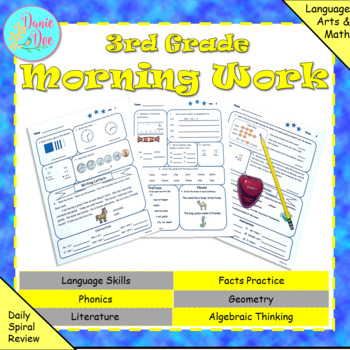 Preview of 3rd Grade Morning Work Math & ELA Spiral Review - Distance Learning, Easel, PDF