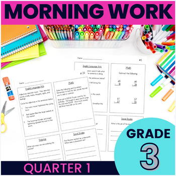 Preview of 3rd Grade Morning Work - Quarter 1  (ELA, Math, Science, and Social Studies)