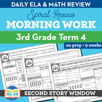 Preview of 3rd Grade Morning Work Term • 4 Math & ELA Spiral Review + Google Classroom