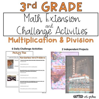 Preview of 3rd Grade Multiplication&Division Extensions and Challenges - Gifted/Advanced